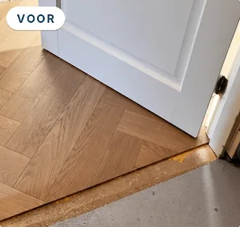 Voor: een rafelige naad onder de deur